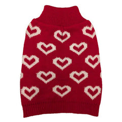 Fashion Pet All Over Hearts Dog Sweater Red Small by Fashion Pet