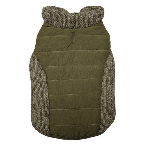 Fashion Pet Sweater Trim Puffy Dog Coat Olive Small by Fashion Pet