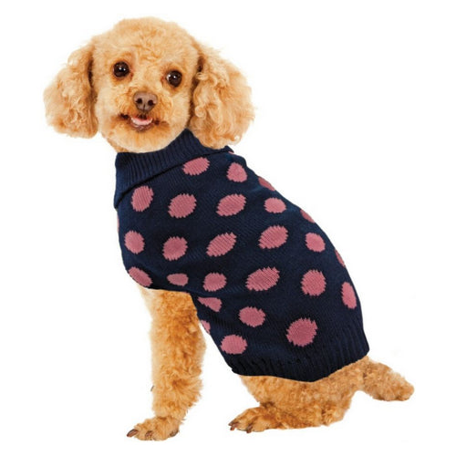 Fashion Pet Contrast Dot Dog Sweater Pink X-Small by Fashion Pet