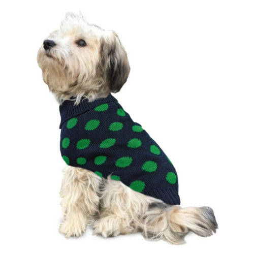 Fashion Pet Contrast Dot Dog Sweater Green Small by Fashion Pet