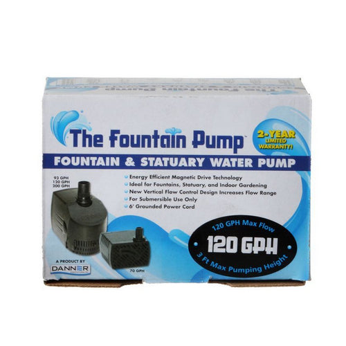 Danner Fountain Pump Magnetic Drive Submersible Pump SP-120 (120 GPH) with 6' Cord by Danner