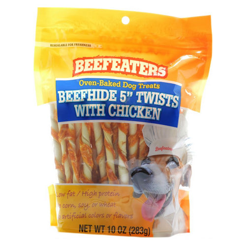 Beefeaters Oven Baked Beefhide & Chicken Twists Dog Treat 10 oz by Beefeaters