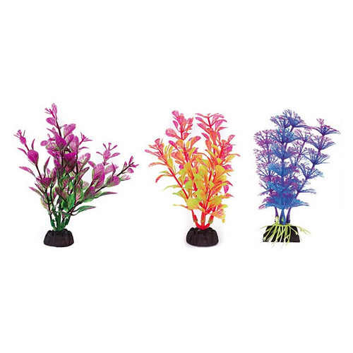 Penn Plax Colorful Aquarium Plastic Plant Pack 4" Assorted Colors 6 count by Penn Plax