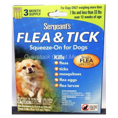 Sergeants Flea and Tick Squeeze-On Dog 33lb and Under 3 count by Sergeants