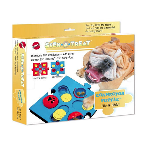 Spot Seek-A-Treat Flip 'N Slide Connector Puzzle Interactive Dog Treat and Toy Puzzle 1 count by Spot