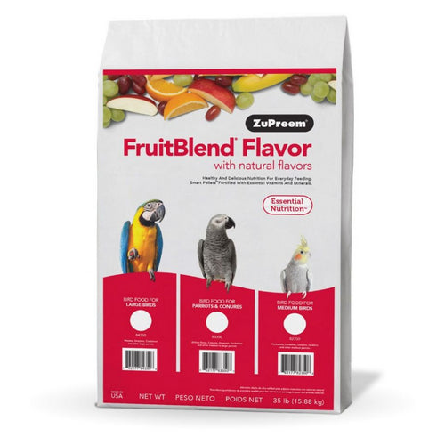 ZuPreem FriutBlend with Natural Fruit Flavors Pellet Bird Food for Medium Birds 35 lbs by ZuPreem