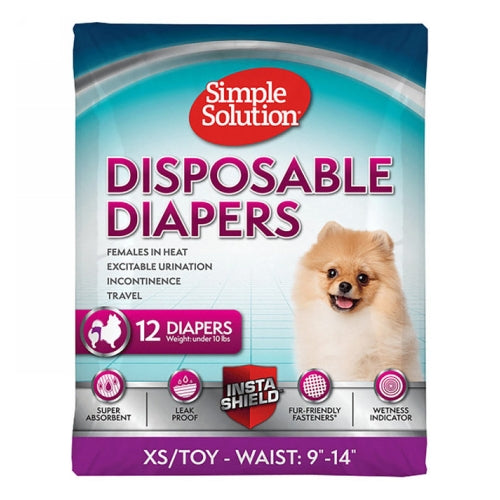 Disposable Diapers Toy/X-Small (9"-14") 12 Count by Simple Solution