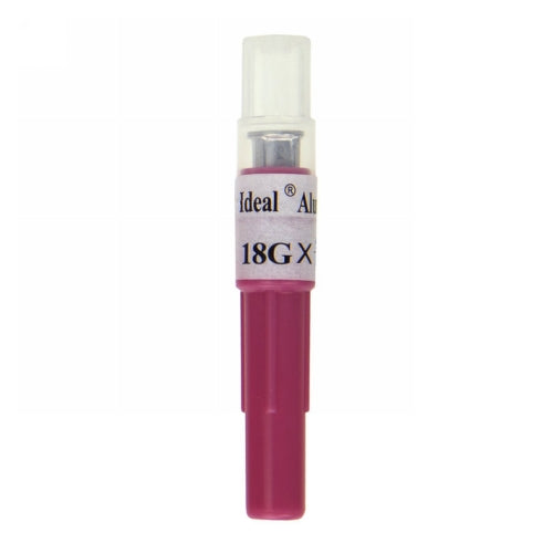 Ideal Disposable Aluminum Hub Needle 18 x 5/8" Pink 1 Each by Ideal