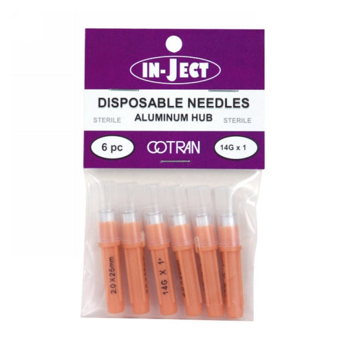 In-Ject Disposable Hypodermic Needles 14 x 1" Orange 6 Packets by Cotran Corporation