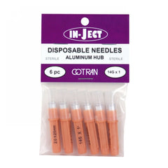 In-Ject Disposable Hypodermic Needles 14 x 1" Orange 6 Packets by Cotran Corporation