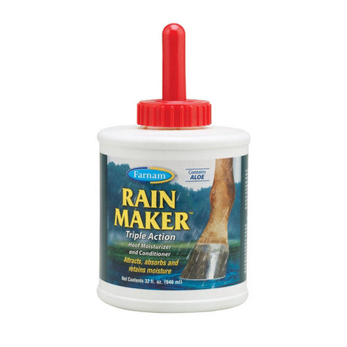 Rain Maker Triple Action Hoof Moisturizer and Conditioner cwith brush 32 Oz by Farnam