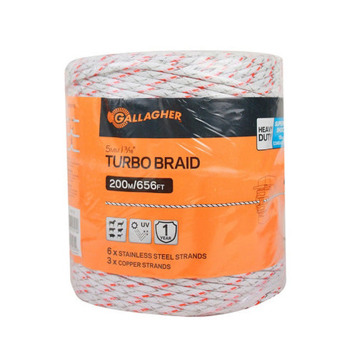 Turbo Braid 3/16" X 656' White 1 Each by Gallagher