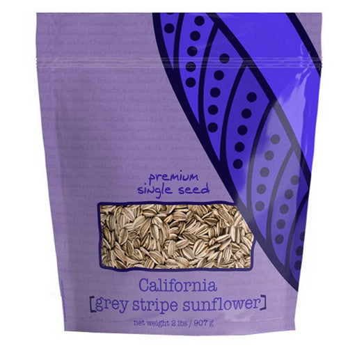 Premium Single Seed California Grey Stripe Sunflower Bird Food 2 Lbs by Volkman Seed Company