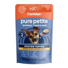 PURE Petite Goodness Protein Topper for Small Breed Dogs Shredded Chicken in Gravy 12 Count (1.4 Oz / Chunks) by Canidae