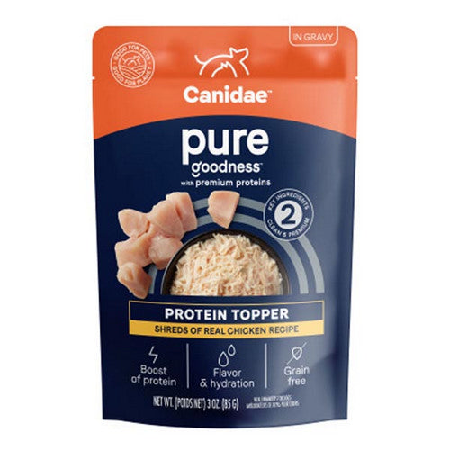 PURE Goodness Protein Topper for Dogs Shredded Chicken in Gravy 12 Count (3 Oz / Chunks) by Canidae