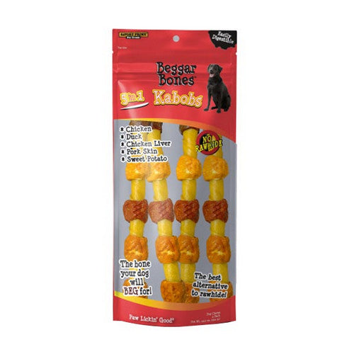 Beggar Bone 5 in 1 Kabobs Dog Treats 4 Count / 10 Inches (Stick) by Savory Prime