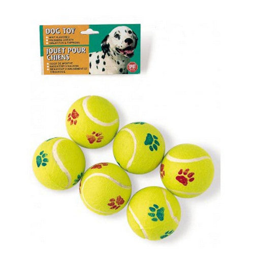 Tennis Ball Dog Toy Assorted 6 Count / 2.5 Inches by Spot