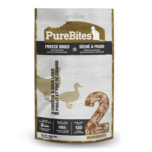 Freeze Dried Cat Treats Chicken Breast and Duck Liver 1 Count (1.05 Oz) by PureBites