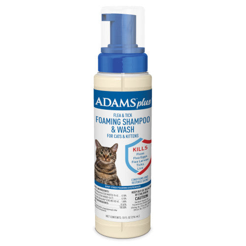 Adams Plus Flea & Tick Foaming Shampoo & Wash for Cats & Kittens 1 Each/10 Oz by Adams peta2z