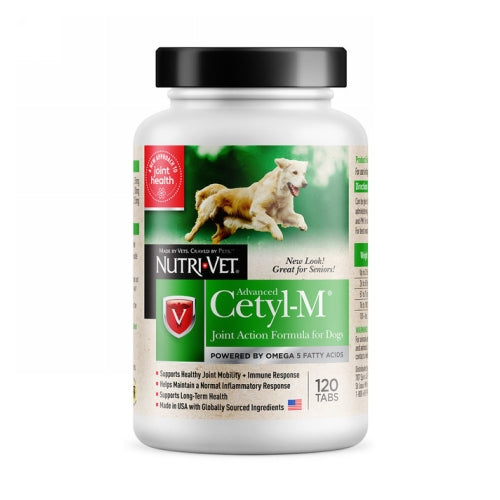 Advanced Cetyl-M Joint Action Formula for Dogs 120 Count by Nutri-Vet peta2z
