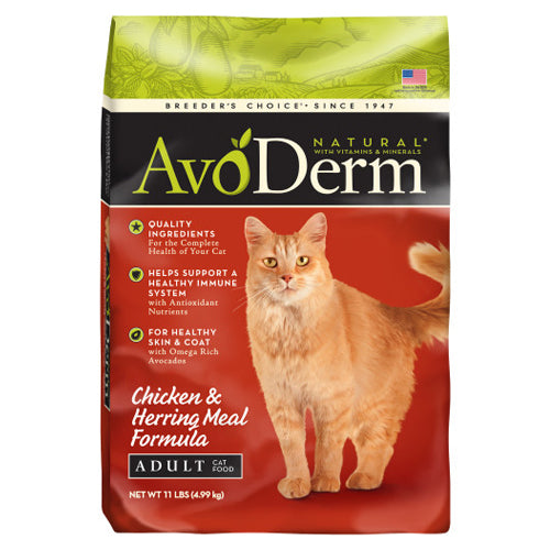 AvoDerm Natural Chicken & Herring Meal Formula - Adult Dry Cat Food 1 Each/11 lb by Avoderm peta2z