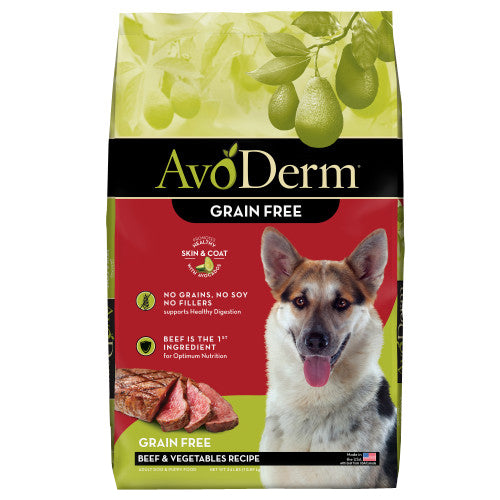 AvoDerm Natural Grain Free Beef & Vegetables Recipe All Life Stages Dry Dog Food 1 Each/24 lb by Avoderm peta2z