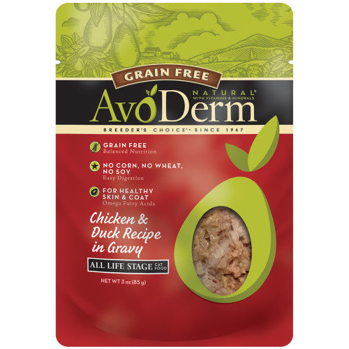 AvoDerm Natural Grain Free Chicken & Duck Recipe in Gravy Pouch Wet Cat Food 24Each/3 Oz (Count of 24) by Avoderm peta2z