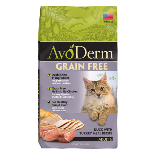 AvoDerm Natural Grain Free Duck with Turkey Meal Dry Cat Food 1 Each/5 lb by Avoderm peta2z