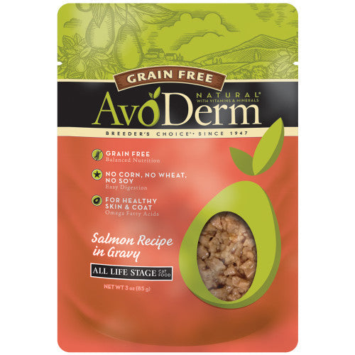 AvoDerm Natural Grain Free Salmon Recipe in Gravy Pouch Wet Cat Food 24Each/3 Oz (Count of 24) by Avoderm peta2z