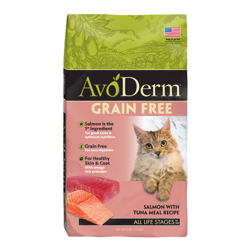 AvoDerm Natural Grain Free Salmon with Tuna Meal Dry Cat Food 1 Each/5 lb by Avoderm peta2z