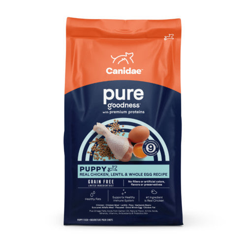 CANIDAE PURE Puppy Grain-Free LID Dry Dog Food Chicken, Lentil & Whole Egg, 1 Each/12 lb by Canidae peta2z