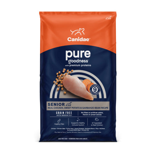 CANIDAE PURE Senior Grain-Free LID Dry Dog Food Chicken, Sweet Potato & Garbanzo Bean, 1 Each/24 lb by Canidae peta2z