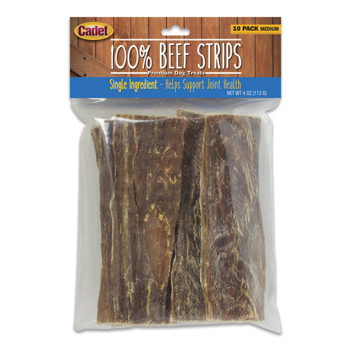 Cadet 100% Real Beef Strips for Dogs 1 Each/4 Oz, Medium, 10 Count by Cadet peta2z