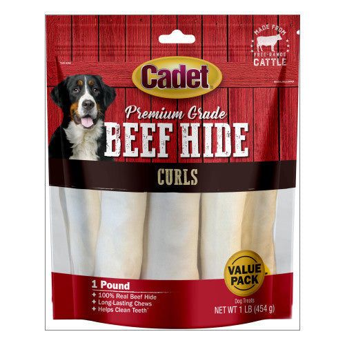 Cadet Premium Grade Beef Hide Dog Chew Curls Curls, Original, 1 Each/1 lb by Cadet peta2z