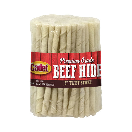 Cadet Premium Grade Beef Hide Twist Sticks Twist Sticks, Original, 1 Each/5 in (100 Count) by Cadet peta2z
