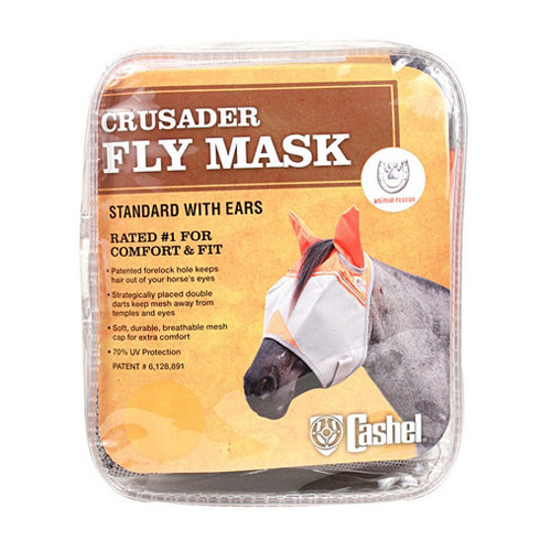 Crusader Standard Nose Pasture Fly Mask with Ears Horse Orange 1 Count by Cashel peta2z