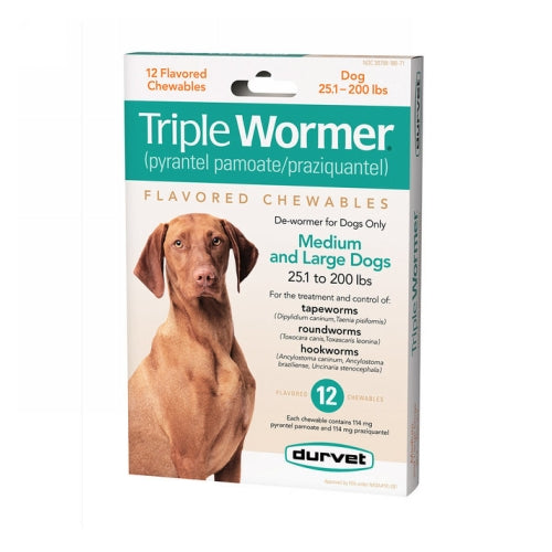 Durvet Triple Wormer Dog Dewormer Medium/Large Dog 12 Tablets by Durvet peta2z