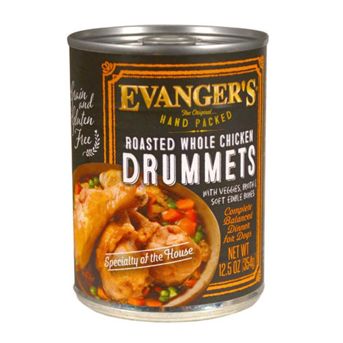 Evanger's Hand Packed Wet Dog Food Roasted Chicken Drummet Dinner, 12Each/12 Oz, 12 Pack (Count of 12) by Evangers peta2z