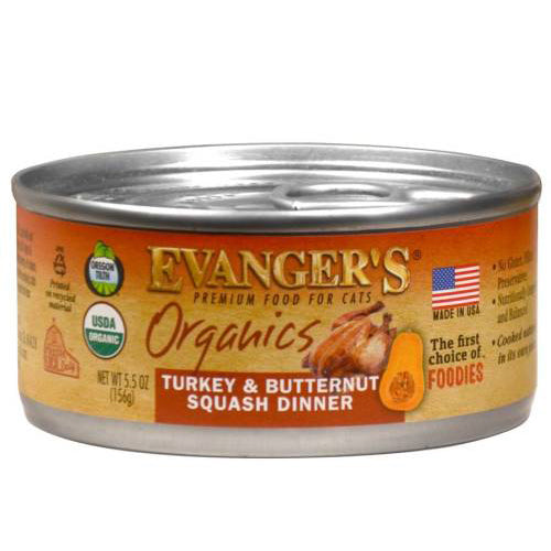 Evanger's Organics Wet Cat Food Turkey with Butternut Squash, 24Each/5.5 Oz (Count of 24) by Evangers peta2z