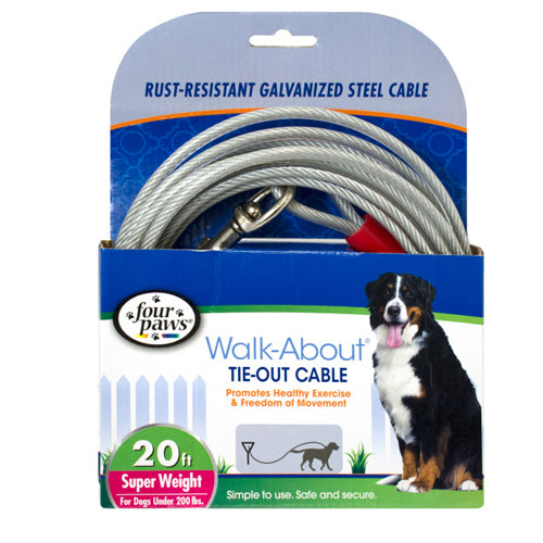 Four Paws Dog Super Tie Out Cable Silver, 1 Each/20 ft by Four Paws peta2z