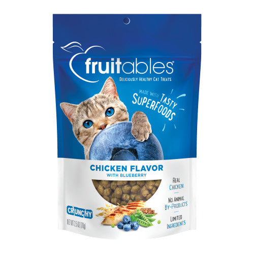 Fruitables Limited Ingredient Crunchy Cat Treats Chicken w/Blueberry, 1 Each/2.5 Oz by Fruitables peta2z