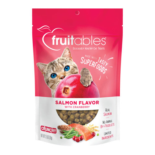 Fruitables Limited Ingredient Crunchy Cat Treats Salmon w/Cranberry, 1 Each/2.5 Oz by Fruitables peta2z