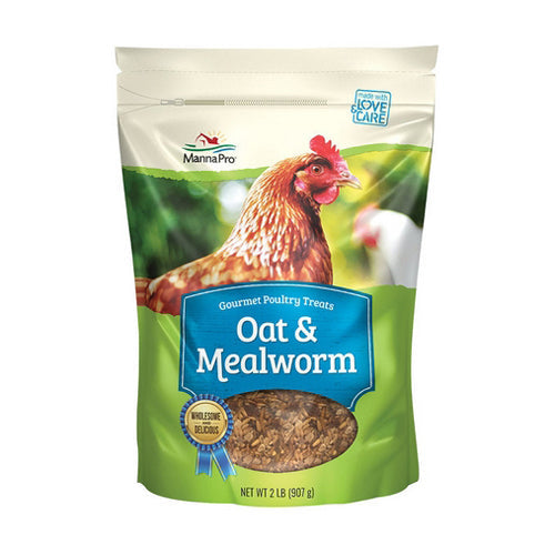 Gourmet Poultry Treat Blend Oat & Mealworm 2 Lbs by Manna Pro peta2z