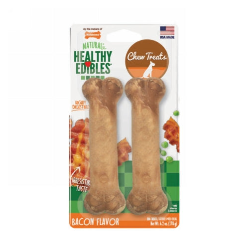 Healthy Edibles Bacon Chew Wolf 2 Packets by Nylabone peta2z