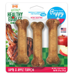 Healthy Edibles Lamb & Apple Puppy Chew Treats Regular 3 Packets by Nylabone peta2z