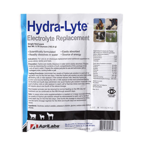 Hydra-Lyte Electrolyte Replacement For Young Calves Lambs Kids And Foals 5.76 Oz by Huvepharma peta2z