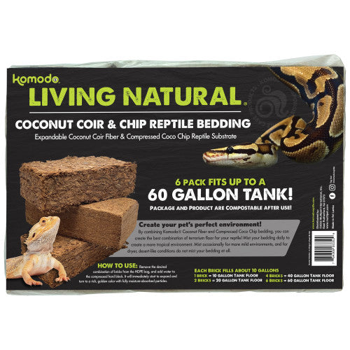 Komodo Living Natural Coconut Coir & Chip Reptile Bedding Brick 1 Each/3 Pack by Komodo peta2z