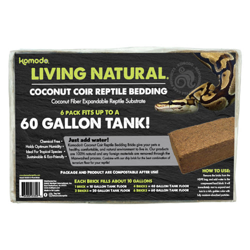 Komodo Living Natural Coconut Coir Reptile Bedding Brick 1 Each/6 Pack by Komodo peta2z