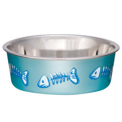 Loving Pets Bella Designer Fish Skeleton Cat Dish Metallic Ocean Blue, 1 Each/XXS by Loving Pets peta2z