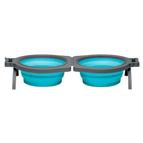 Loving Pets Travel Double Diner Dog Bowl Blue, 1 Each/Medium by Loving Pets peta2z